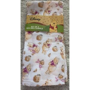 3 Pack Disney Winnie The Pooh Piglet Autumn Fall Leaves Kitchen Towels 16 X 26”